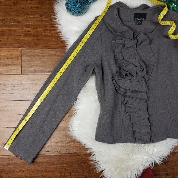 Cynthia Rowley lagenlook ruffle wool jacket size large - Picture 11 of 16